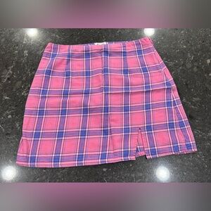 Princess Polly Pink and Blue Plaid Mini Skirt